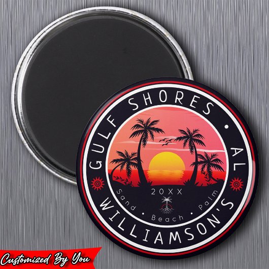 Gulf Shores Alabama Retro Sunset Souvenirs 80s Magneet