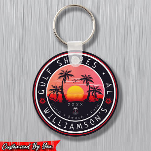Gulf Shores Alabama Retro Sunset Souvenirs 80s Sleutelhanger