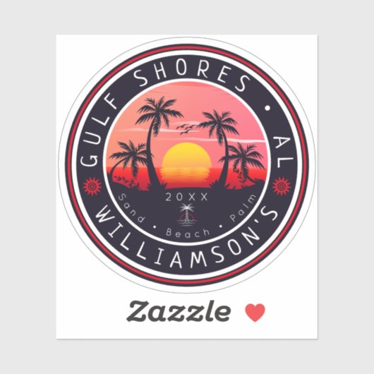 Gulf Shores Alabama Retro Sunset Souvenirs 80s Sticker (Vel)