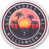Gulf Shores Alabama Retro Sunset Souvenirs 80s Sticker (Voorkant)