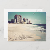 Gulf Shores, Alabama Sandwriting Beach Waves Words Briefkaart (Voorkant / Achterkant)
