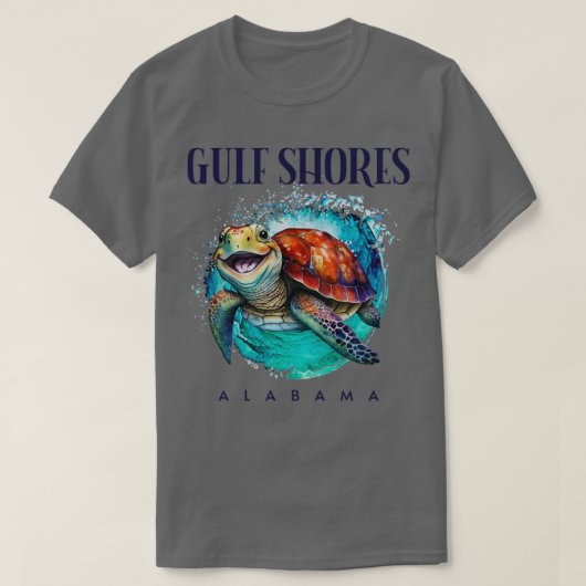 Gulf Shores Alabama Waterverf Happy Zee Turtle T-shirt (Design voorkant)