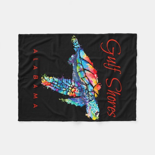 Gulf Shores Alabama Waterverf Zee Turtle Fleece Deken (Voorkant (Horizontaal))