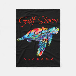 Gulf Shores Alabama Waterverf Zee Turtle Fleece Deken
