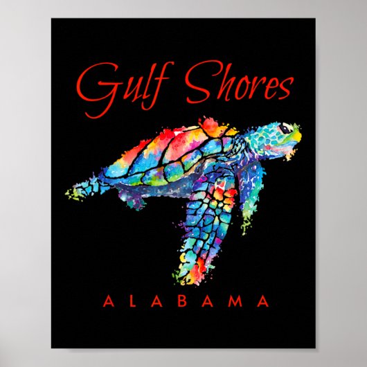 Gulf Shores Alabama Waterverf Zee Turtle Poster (Voorkant)