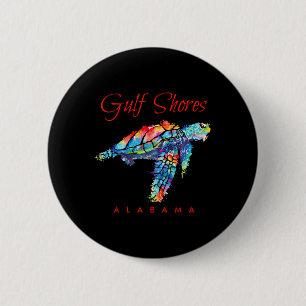 Gulf Shores Alabama Waterverf Zee Turtle Ronde Button 5,7 Cm