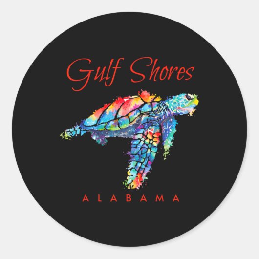 Gulf Shores Alabama Waterverf Zee Turtle Ronde Sticker (Voorkant)