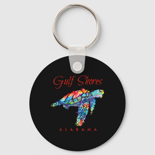 Gulf Shores Alabama Waterverf Zee Turtle Sleutelhanger (Voorkant)