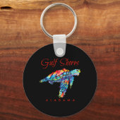 Gulf Shores Alabama Waterverf Zee Turtle Sleutelhanger (Voorkant)