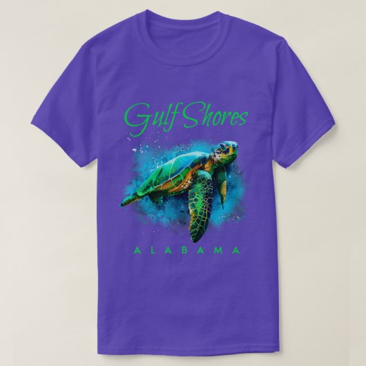 Gulf Shores Alabama Waterverf Zee Turtle T-shirt (Design voorkant)