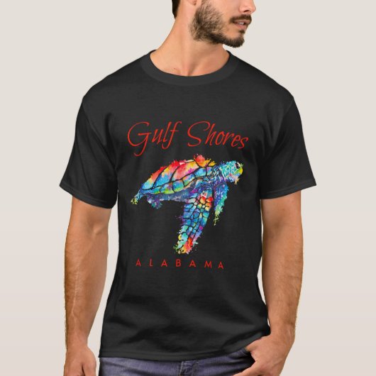 Gulf Shores Alabama Waterverf Zee Turtle T-shirt (Voorkant)