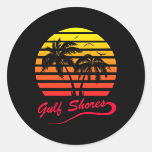 Gulf Shores Alabyma jaren '80 Zomer Strand Palm Tr Ronde Sticker