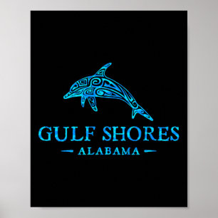 Gulf Shores Alabyma Retro Dolfijn Jongens Meisjes  Poster