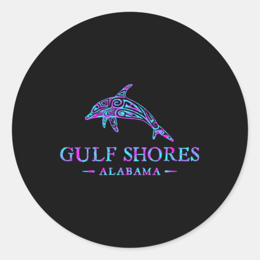 Gulf Shores Alabyma Retro Dolfijn Jongens Meisjes  Ronde Sticker (Voorkant)
