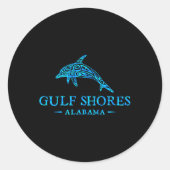 Gulf Shores Alabyma Retro Dolfijn Jongens Meisjes  Ronde Sticker (Voorkant)