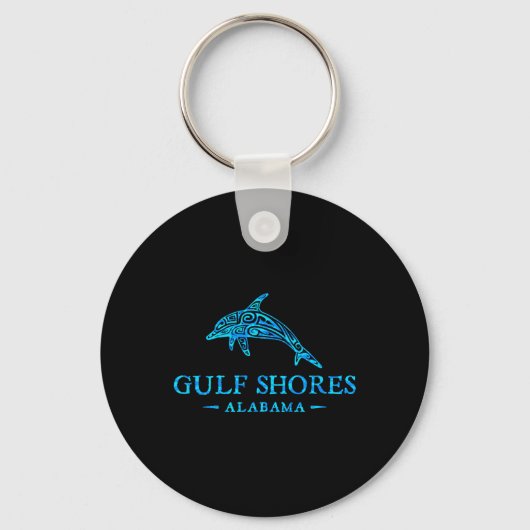 Gulf Shores Alabyma Retro Dolfijn Jongens Meisjes  Sleutelhanger (Voorkant)