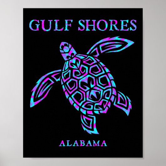 Gulf Shores Alabyma Retro Zee Turtle Boys Meisjes Poster (Voorkant)