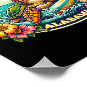 Gulf Shores Alabyma Schattige Zee Turtle Surfing Poster (Hoek)