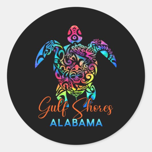 Gulf Shores Alabyma Zee Schildpad Familie Vakantie Ronde Sticker (Voorkant)