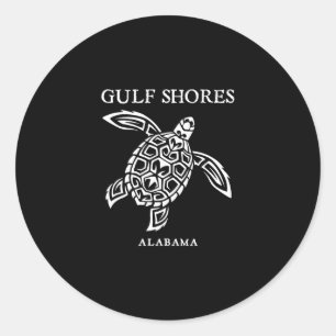 Gulf Shores Alama Retro Zeeschildpad Jongens Meisj Ronde Sticker