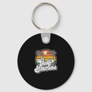 Gulf Shores Alama Vakantie Palmboom Retro Strand 7 Sleutelhanger