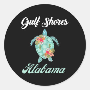 Gulf Shores Alama Zeeschildpad Gezinsvakantie Matc Ronde Sticker