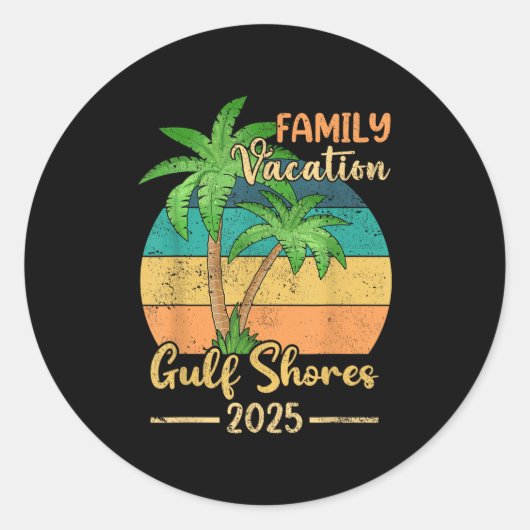 Gulf Shores Beach Alabama Family Vacation 2025 Sum Ronde Sticker (Voorkant)