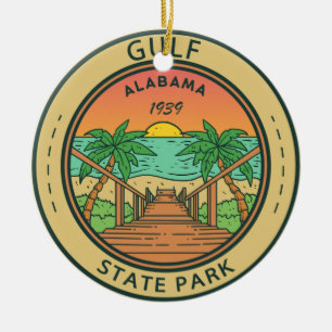 Gulf State Park Alabama Circle Badge Keramisch Ornament