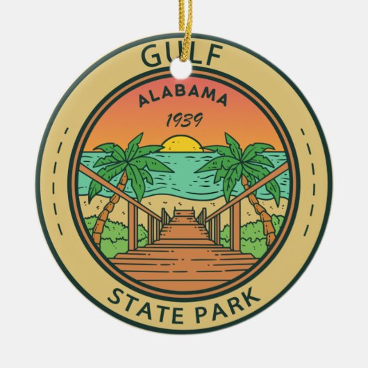 Gulf State Park Alabama Circle Badge Keramisch Ornament (Voorkant)