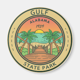 Gulf State Park Alabama Circle Badge Magneet