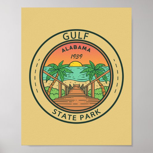 Gulf State Park Alabama Circle Badge Poster (Voorkant)