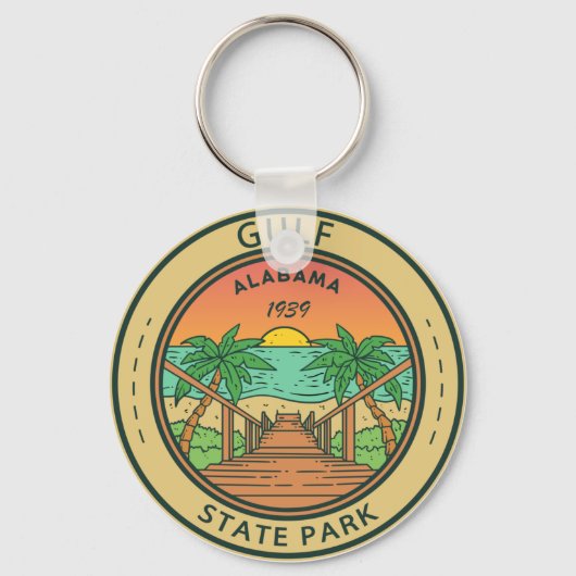 Gulf State Park Alabama Cirkel Badge Sleutelhanger (Voorkant)