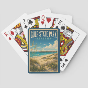 Gulf State Park Alabama Illustratie Reis Kunst Pokerkaarten