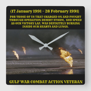 GULF WAR VET CLOCK VIERKANTE KLOK