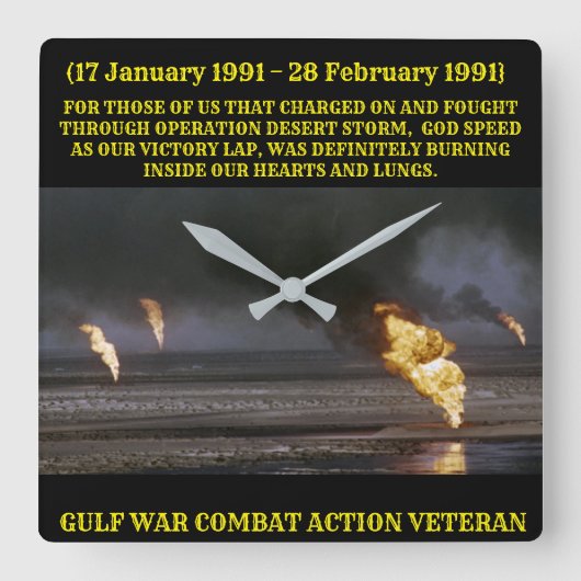 GULF WAR VET CLOCK VIERKANTE KLOK (Voorkant)
