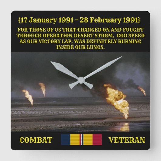 GULF WAR VET CLOCK VIERKANTE KLOK (Voorkant)