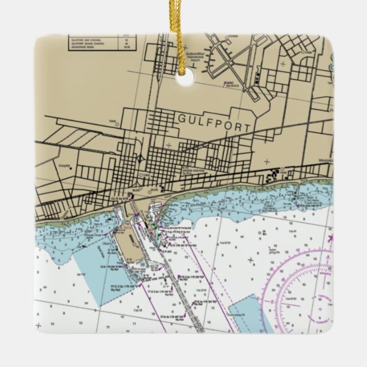 Gulfport Mississippi Chart Keramisch Ornament (Voorkant)