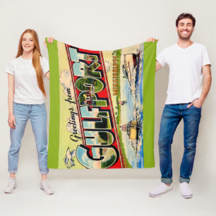 Gulfport Mississippi Retro Ansichtkaart Fleece Deken