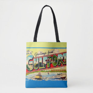 Gulfport Mississippi Retro Ansichtkaart Tote Bag