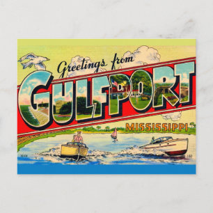 Gulfport Mississippi Retro Groeten Ansichtkaart Briefkaart