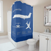 Gulfstream G500 - Vliegtuigblauwdruk plannen ABD Douchegordijn (In situ)