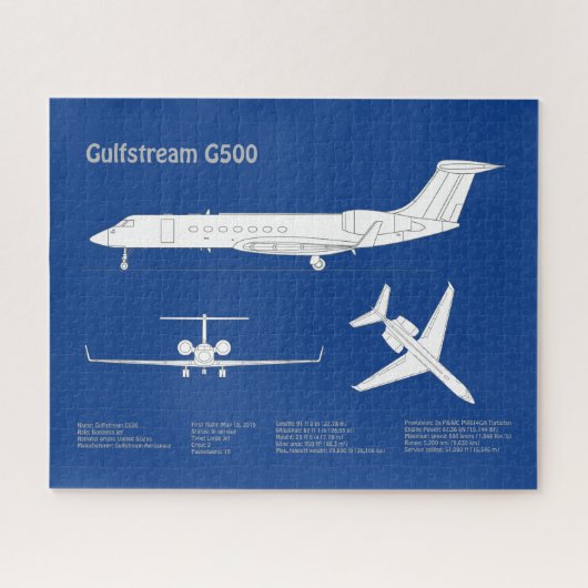 Gulfstream G500 - Vliegtuigblauwdruk plannen ABD Legpuzzel (Horizontaal)