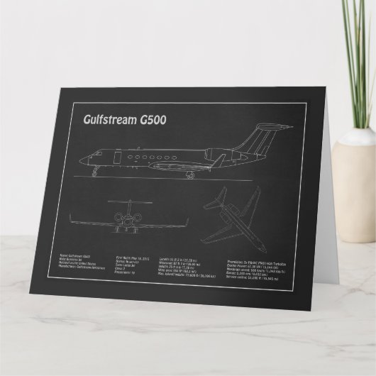 Gulfstream G500 - Vliegtuigblauwdruk Plannen PD Bedankkaart (Voorkant)