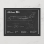 Gulfstream G500 - Vliegtuigblauwdruk Plannen PD Briefkaart (Voorkant)