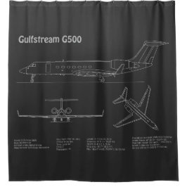 Gulfstream G500 - Vliegtuigblauwdruk Plannen PD Douchegordijn