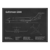 Gulfstream G500 - Vliegtuigblauwdruk Plannen PD Foto Afdruk (Voorkant)