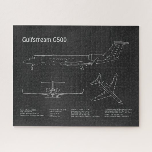 Gulfstream G500 - Vliegtuigblauwdruk Plannen PD Legpuzzel (Horizontaal)