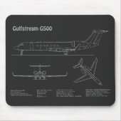 Gulfstream G500 - Vliegtuigblauwdruk Plannen PD Muismat (Voorkant)