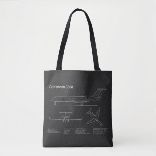 Gulfstream G500 - Vliegtuigblauwdruk Plannen PD Tote Bag