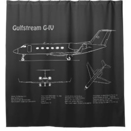 Gulfstream G-IV - Plannen voor vliegtuigblauwdruk  Douchegordijn